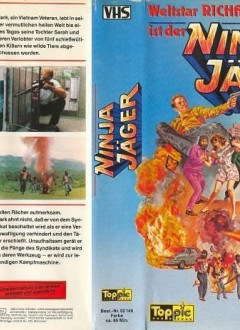 La VHS allemande, qui proclame fièrement : "La star mondiale Richard Harrison est le chasseur Ninja" !