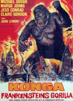 Une affiche allemande où le titre devient "Konga - le gorille de Frankenstein !"